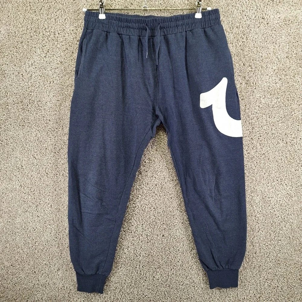 True Religion Sweatpants Mens Large Navy Blue Loungewear Joggers Big Logo Street